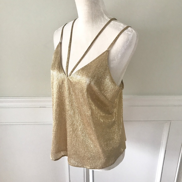 Astr Tops - ASTR The Label Sexy Gold Strappy Tank Top Medium
